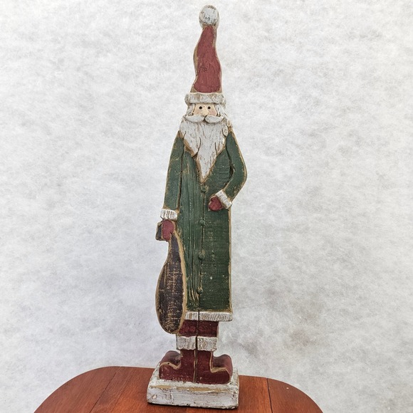 Enchanted Forest Wooden Santa Claus Figurine Christmas Holiday Home Decor 20" - Picture 1 of 6